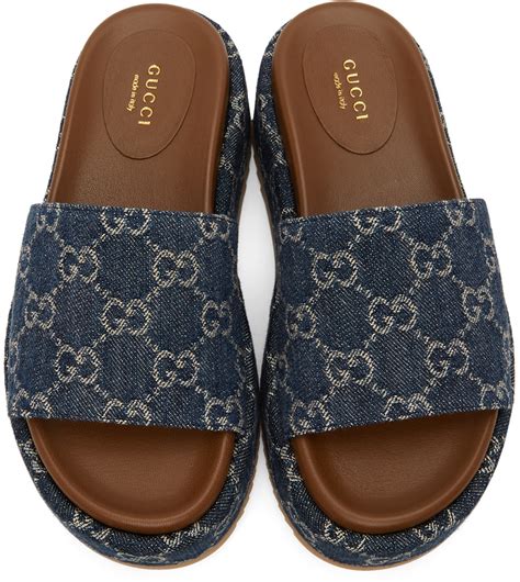 flannels mens gucci sliders|blue denim gucci slides.